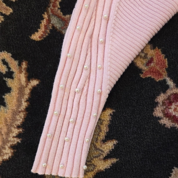 Gracia Pearl-Embellished Turtleneck Sweater - Soft Pink - Picture 3 of 4